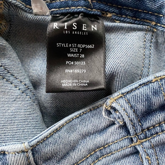 RISEN High Waisted Wide Legs Stylish Blue Denim Jeans w/ Front Pockets, Zipper - Picture 4 of 11